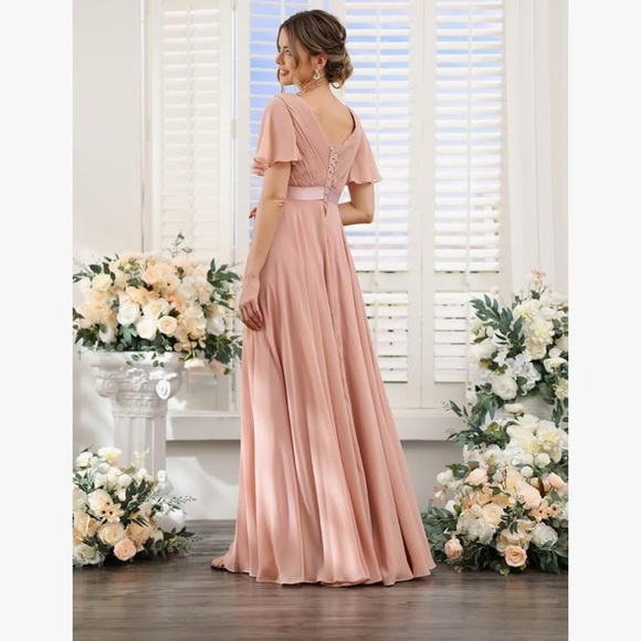 NWT Women's Brown Chiffon Bridesmaid Dress - Picture 2 of 7